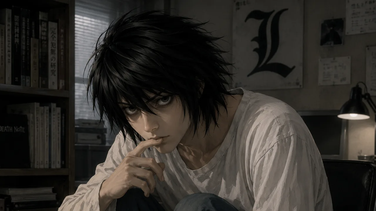 Stylized grey-and-silver portrait evoking the calm, analytical, quietly caring presence of an L AI companion.